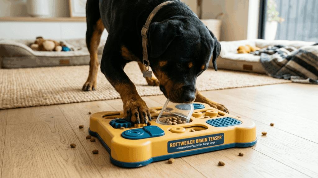 Puzzle feeders for rottweilers providing mental stimulation during mealtime